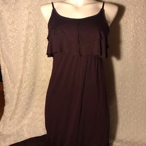 Purple maxi dress with ruffled top